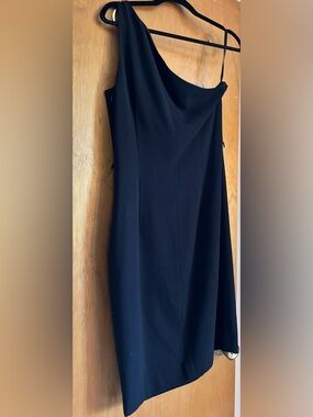 Michael Kors Black One-Shoulder Cocktail Midi Dress